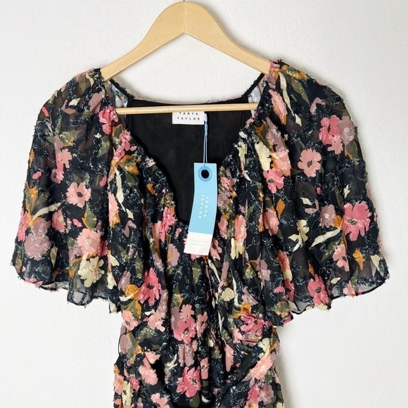 Tanya Taylor Mara Floral Print Flutter Sleeve Mini Dress - Picture 5 of 10